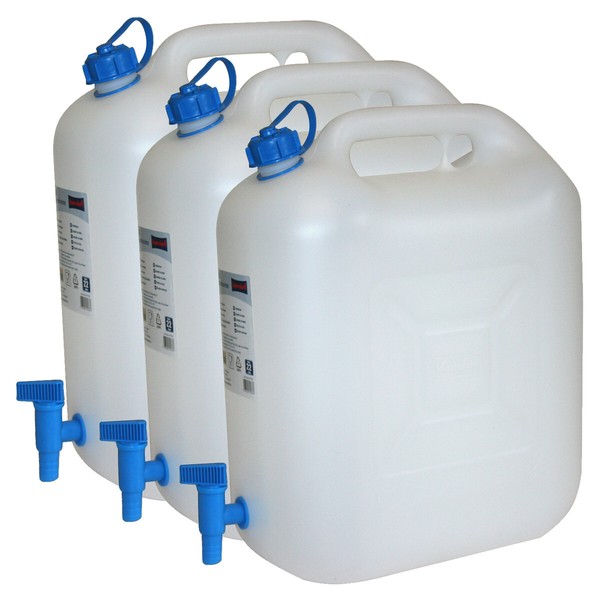 3X Wasserkanister Eco 22 Liter Mit Hahn Neu 3Er Set Camping-Kanister Wassertank-image