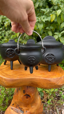 Cast Iron Cauldron With Carry Handle And Lid For Spells Smudging Rituals 4 5