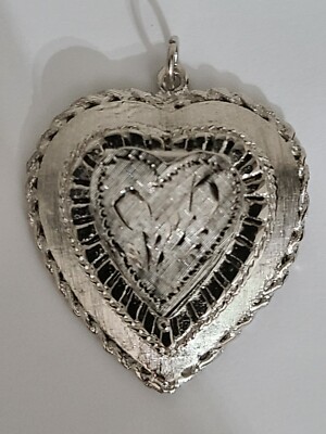 Vintage Extra Large Heart Shape Locket Pendent Sterling Silver