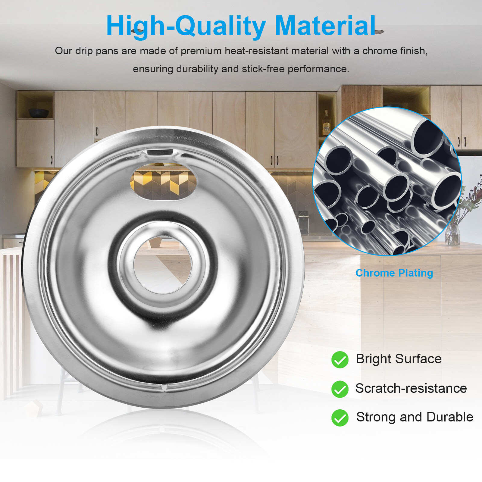 4Pcs Chrome Drip Pans Set Burner Bowls Fit for Frigidaire Kenmore