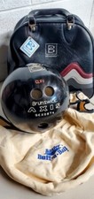 Vtg Brunswick Axis Bowling Ball 15lb 13oz Black Swirl  Bag w/Stand  Buffer