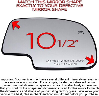Passenger Side Mirror Glass For Chevrolet Silverado GMC Sierra Tahoe Suburban