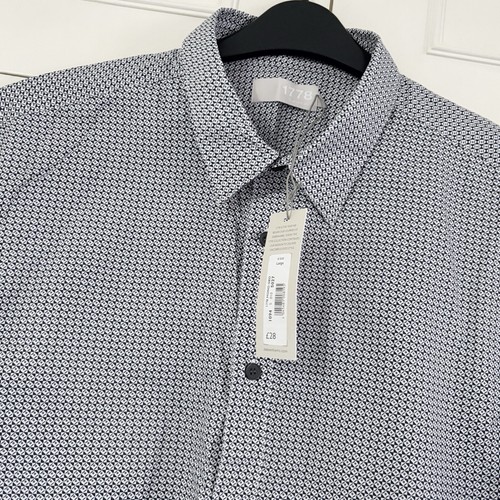 Debenhams 1778 Mono Geo Shirt Size Large Mens Black Mix New With Tags BNWT - Picture 3 of 8