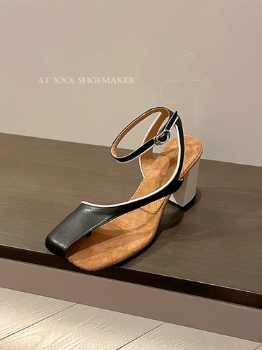 DVN Silver Genuine Leather High-heeled Sandals for Women Thick Heels