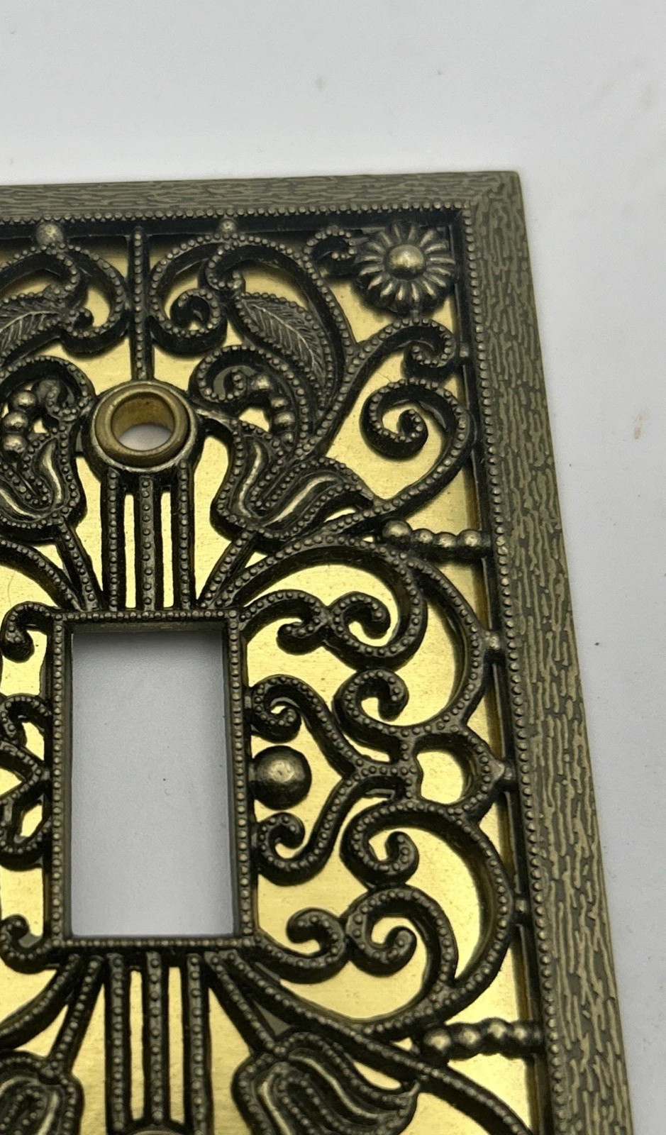 Filigree Brass Wall Cover Switch Plate Single One Toggle Light Switch vintage