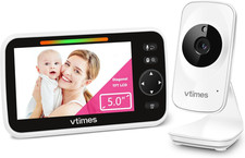Baby Monitor Video Baby Monitor with Camera and Audio No Wifi 5" LCD Screen, Two