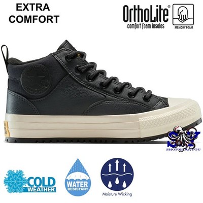 Converse Malden Street Boot Men's Water-Repellent Mid Top Sneakers NEW Black 10