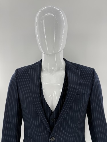 BARTORELLI NAPOLI 3 Piece Suit Pin Striped Blue Men’s 46 Wool Cashmere  - Picture 2 of 21