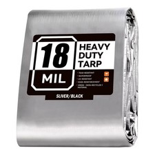 Heavy Duty Tarp 18 mil Finished Size Waterproof Tarpaulin Cover w/ Grommets
