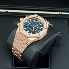 2022 Audemars Piguet Royal Oak Chronograph 38mm Blue Rose Gold Complete Set 4