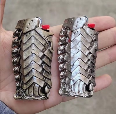 Silber Feuerzeug Etui Metall für BIC J6 Metallic Chrom Gothic Cover Case Schale