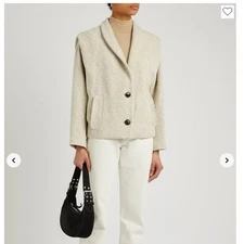 ISABEL MARANT ÉTOILE Drogo Herringbone Blazer Jacket Button Wool Blend Collar