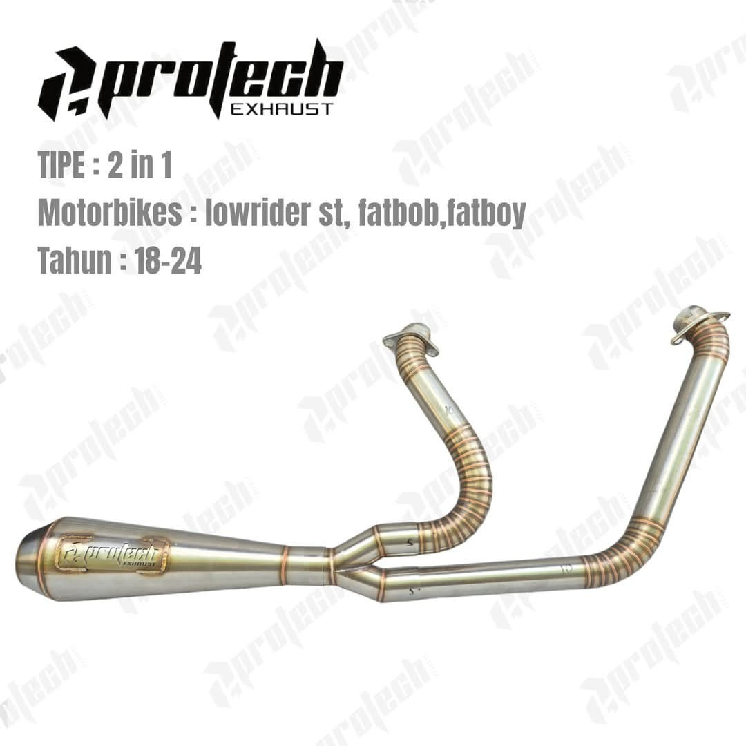 Marmitta tubo scarico Protech 2 in 1 adatta M8 Softail Harley Davidson Low Rider