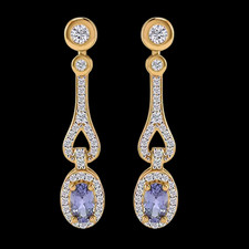Stunning Gold Plated Sterling Silver Tanzanite & Zircon Dangle Drop Earrings