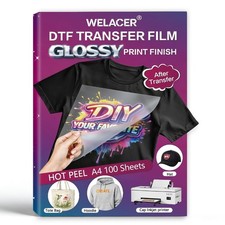DTF Transfer Film, A4 100 Sheets Glossy Transfer Finish, Double-Sided Co