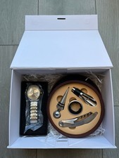 Gift Set for Men - Quartz Analog Wrist Watch + 4 Pcs Wine Accessories