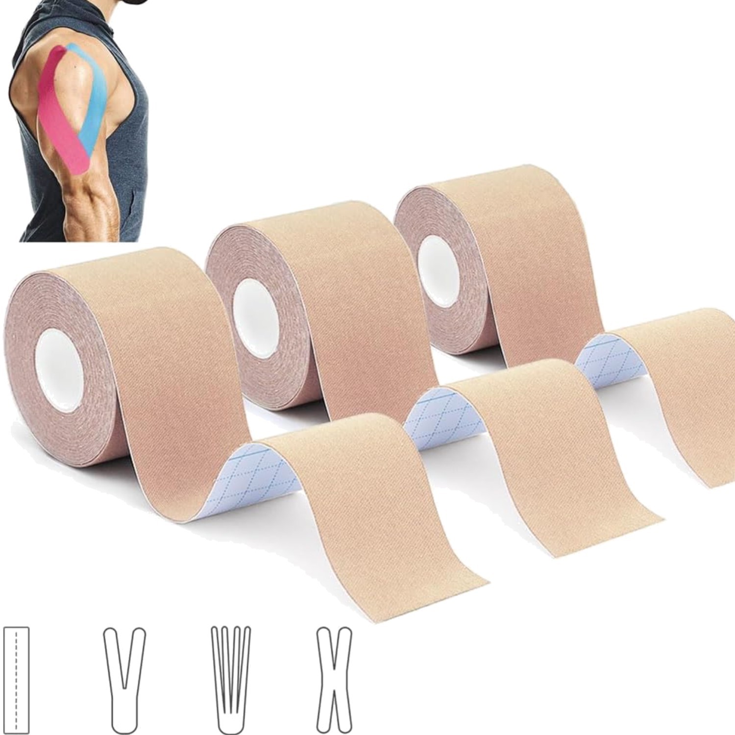Kinesiotape Sport Tape Set 3 Rollen hautfreundlich Muskel Schmerzen
