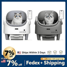 Open Top Self Cleaning Cat Litter Box w/ App, 14 Days Waste for Multi-Cat