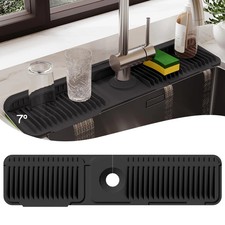 24 Inch Silicone Faucet Mat for Kitchen Sink Splash Guard 24" x 5.5", Black