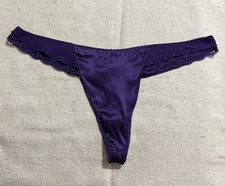 Victoria s Secret Purple Satin Silk Lace Chiffon Silk Sissy Shiny Panties XL
