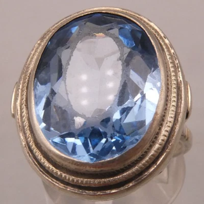 Ring Silber 835 wunderschönes seltenes altes Prachtstück mit Kunst/Glasstein - Bild 1 von 4