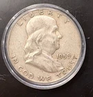 🔥 1959-D Frankiln Half Dollar 90% Silver CoinSnap analysis is Fine to AU🔥