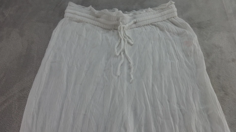 Pantalones de crepé IISLA & BIRD para mujer blancos talla 2 Gauzy Beach cordón recto Foto 3 de 4