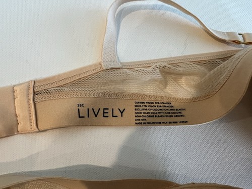 Sujetador Lively Beige 38 C Acolchado de Encaje Sin Aros - Imagen 3 de 3