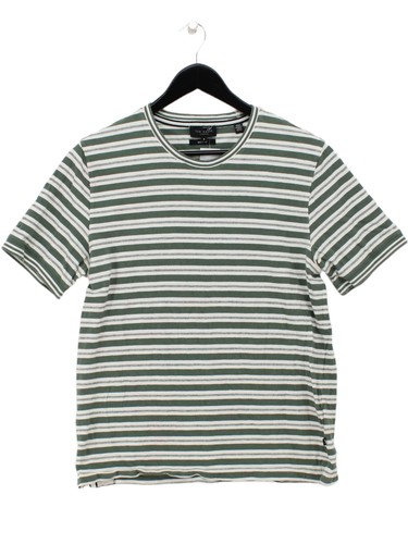 Ted Baker, Ted Baker Herren T-Shirt L grün gestreift Baumwolle mit Leinen Basic