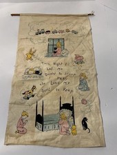 Vintage Child  s Prayer Hanging Linen Nursery Decor-Lay Me Down To Sleep I Pray