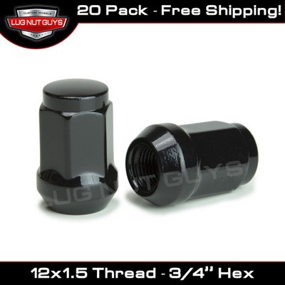 20 Lug Nuts Bulge Acorn 12x1.5 Black Flat Top Wheel Nut fits Sonic Spark Volt