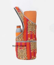 Handmade Cotton Yoga Mat Carrier Quilted Tiger Print Sling Shoulder Bag