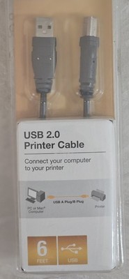 Belkin USB 2.0 Printer Cable 6 Foot Use For Mac or PC New Sealed 