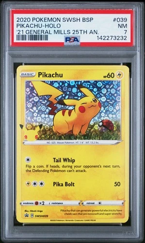 2020 POKEMON SWSH BLACK STAR PROMO #039 PIKACHU-HOLO PSA 7