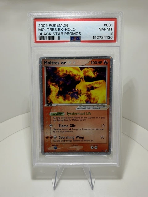Pokemon 2005 Black Star Promos #031 Moltres EX Holo PSA 8