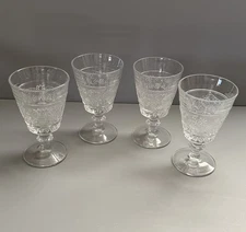 Set Of 4 DUNCAN & MILLER Clear Sandwich Glass Stem 41 Footed Goblets 8 oz.