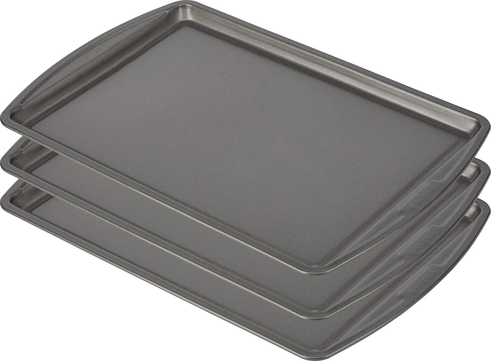 GoodCook Everyday Nonstick Carbon Steel 13” 13" x 9" (3-Piece Set), Dark Gray