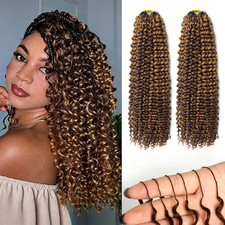 Feather Crochet Human Hair, 4/27 120G 16 Inch 12A Brazilian Virgin Deep Curly Cr