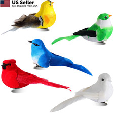 Threan 5 Pcs Artificial Birds Fake Clip on approx. 4.7 inches, Assorted
