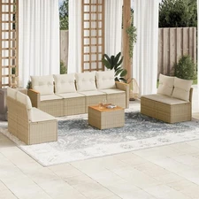 Garden Sofa Set Beige PE rattan Large Modular Garden Sofa Set