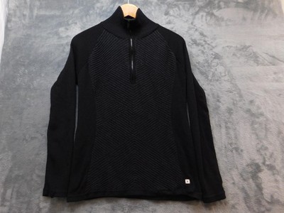 Smartwool Sweater Womens Large Black Merino Wool Half Zip Mock Neck Knit
