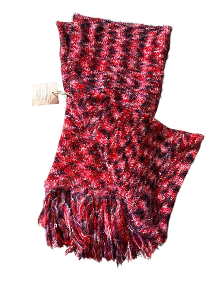 Bufanda Larga Prana Tejida Rectángulo Con Bolsillo Mujer Rosa Flecos Exterior Clásico Foto 3 de 4