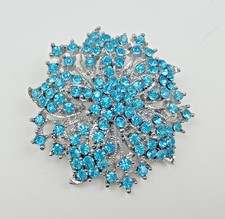 Light Blue crystal Rhinestone flower brooches Bridal Bouquet brooch Woman's Gift