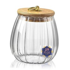 Glass Jars with Bamboo Lids, 23 FL OZ Glass Containers with Airtight Small Oval