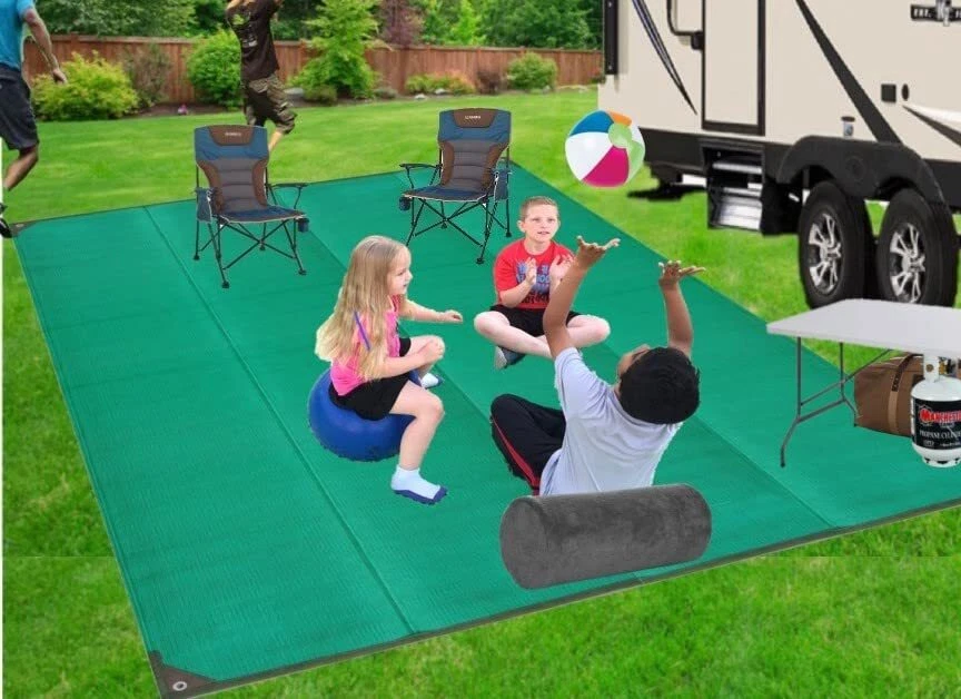 Awning Mat Outdoor picnic Rugs 6x9 9x12 9x18 Waterproof RV camper  Green - Image 3 of 4