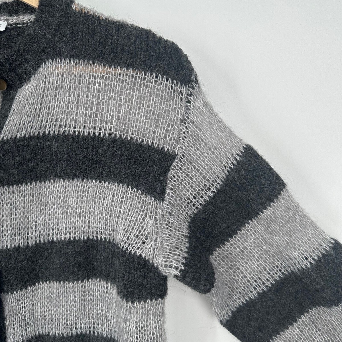ZARA Striped Knit Cardigan Wool Alpaca Blend Open Knit ZARA Striped Knit Cardigan Wool Alpaca Blend Open Knit