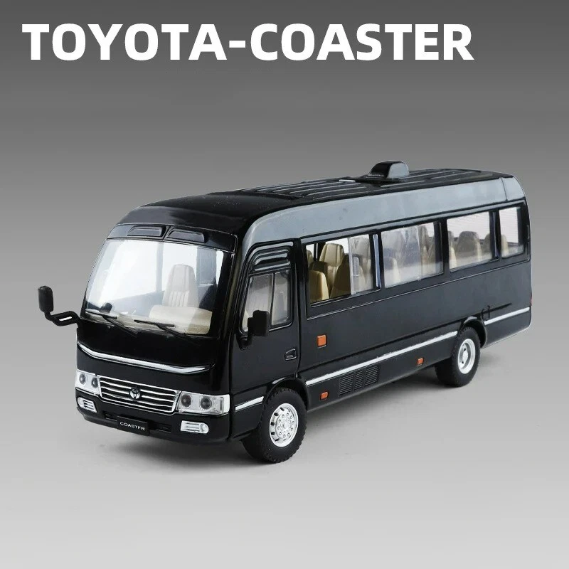 1:24 Toyota Coaster Bus Alloy Diecast Model Vehicle Car Sounds Light Kids Toys - Image 4 of 4