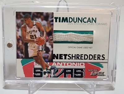 1999 Skybox Apex Tim Duncan Patch Spurs Game Used Net Shredders SPURS