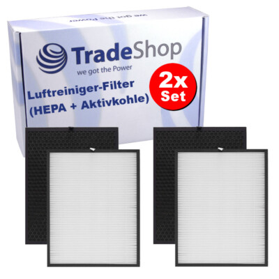 4in1 Luftreiniger-Filter Set (2x HEPA + 2x Aktivkohle) für Philips AC3256/10