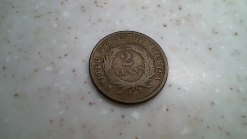Lote de 3 monedas 1864 (VG), 1865 (EN MUY BUEN ESTADO) y 1868 (en muy buen estado) monedas de 2 centavos - Imagen 8 de 8